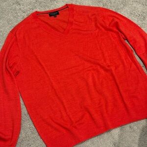 Banana Republic Bright Red V-Neck Sweater
